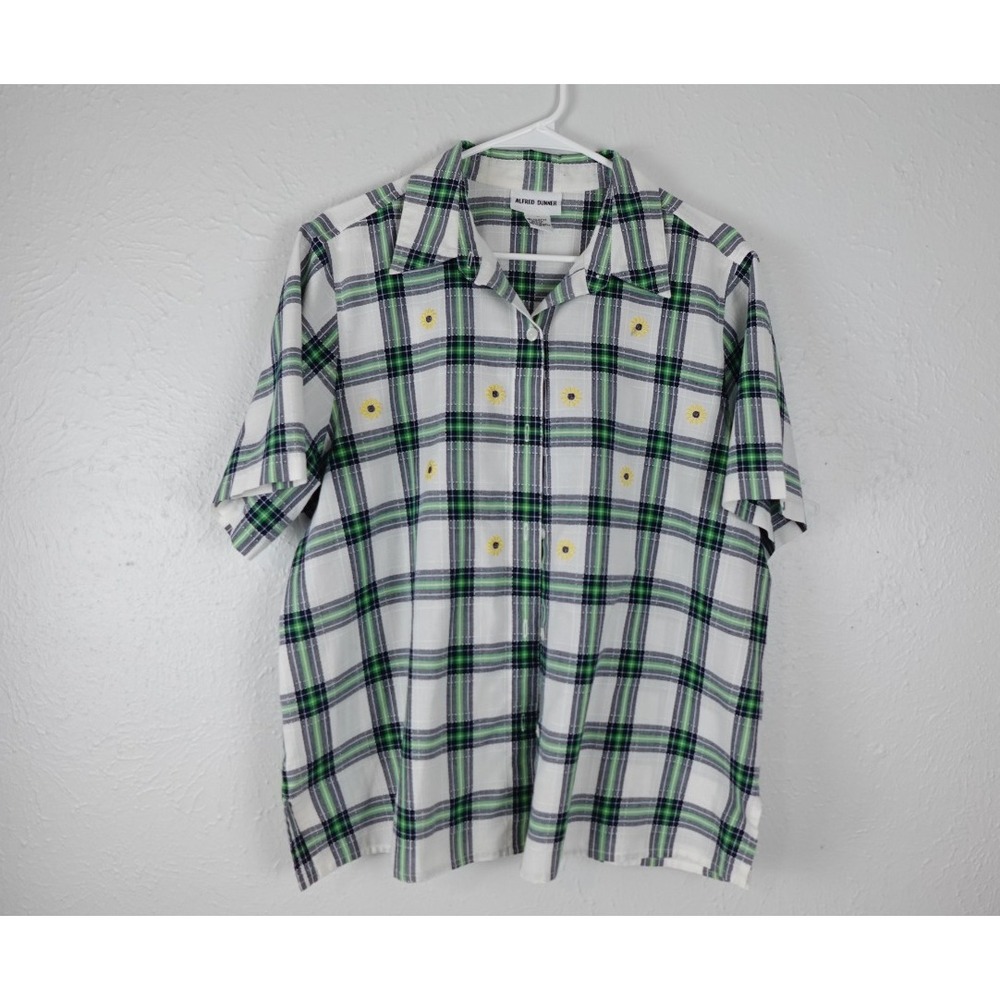 Alfred Dunner Button-Up Shirt Women Top Sz 16 Multicolor Plaid Long Sleeve